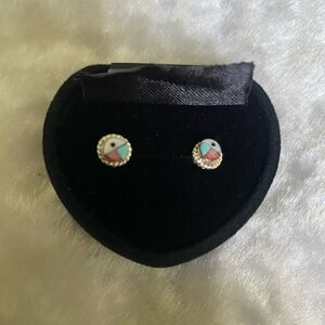 🍀925 Sterling Navajo Multi Stone Stud Earrings